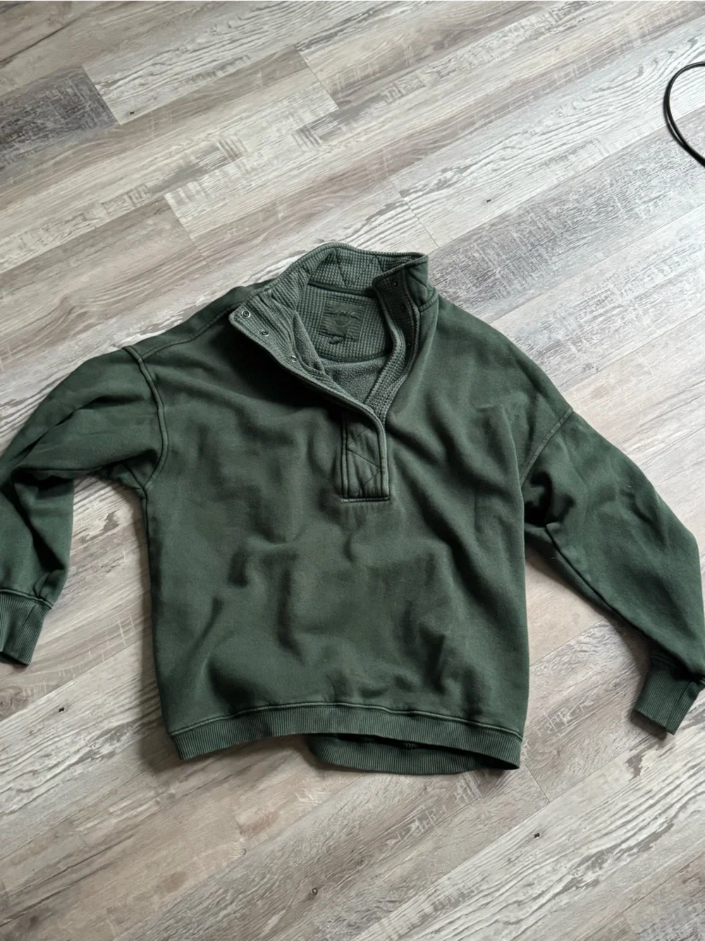 aerie Men's Dark Green Zip-Up Quarter-Snap Sweater